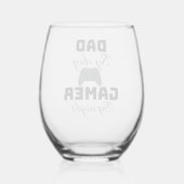 Papa overdag, gamer 's nachts wijnglas zonder voet (Achterkant)