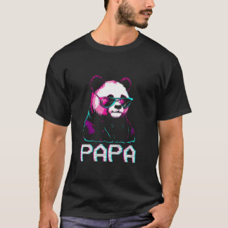 Papa Panda Beer Retro Funny Papa Vaderdag Geboorte T-shirt