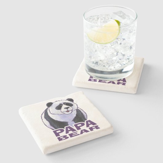 Papa Panda Beer Stenen Onderzetter (Zijkant)