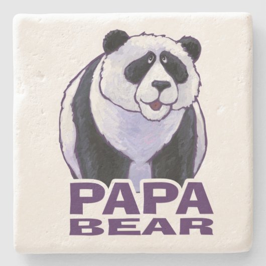 Papa Panda Beer Stenen Onderzetter (Voorkant)