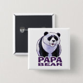 Papa Panda Beer Vierkante Button 5,1 Cm (Voorkant /achterkant)