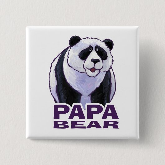 Papa Panda Beer Vierkante Button 5,1 Cm (Voorkant)