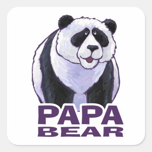 Papa Panda Beer Vierkante Sticker (Voorkant)