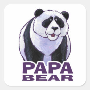 Papa Panda Beer Vierkante Sticker
