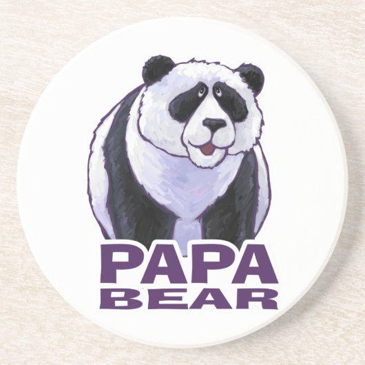 Papa Panda Beer Zandsteen Onderzetter (Voorkant)