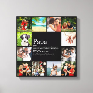 Papa papa Definition 12 Photo Collage Black Canvas Afdruk