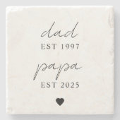 Papa & papa EST gepersonaliseerd cadeau Stenen Onderzetter (Voorkant)
