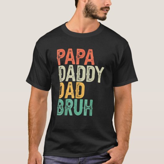 Papa Papa Papa papa Bruh Vaderdag Papa Vint T-shirt (Voorkant)