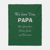Papa Papa Papa Vader Cadeauscript Namen Cool Green Fleece Deken (Voorkant)