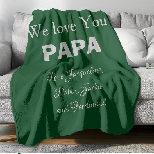 Papa Papa Papa Vader Cadeauscript Namen Cool Green Fleece Deken