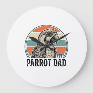 Papa Papegaai Vintage Zonsondergang Graveer Shirt  Grote Klok