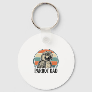 Papa Papegaai Vintage Zonsondergang Graveer Shirt Sleutelhanger