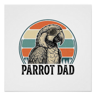 Papa papegaai vintage zonsondergang graveren shirt perfect poster