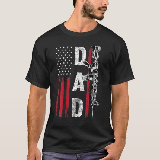 Papa pappa Pistool Rechten Ar 15 Amerikaanse vlag T-shirt (Voorkant)