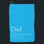 Papa, pappa, Vader, Definitie Modern Sky Blue Golfhanddoek<br><div class="desc">Geef je vader, vader of vader een persoonlijke gave om creëer een unieke gave voor Vaderdag, verjaardagen, kerst of elke dag die je wilt shows hoeveel hij voor je betekent. Een perfecte manier om hem te shows hoe geweldig hij elke dag is. U kunt de achtergrond zelfs aanpassen aan hun...</div>