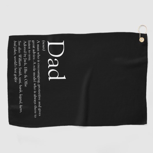 Papa, pappa, vaders, zwart en wit golfhanddoek (Horizontaal)
