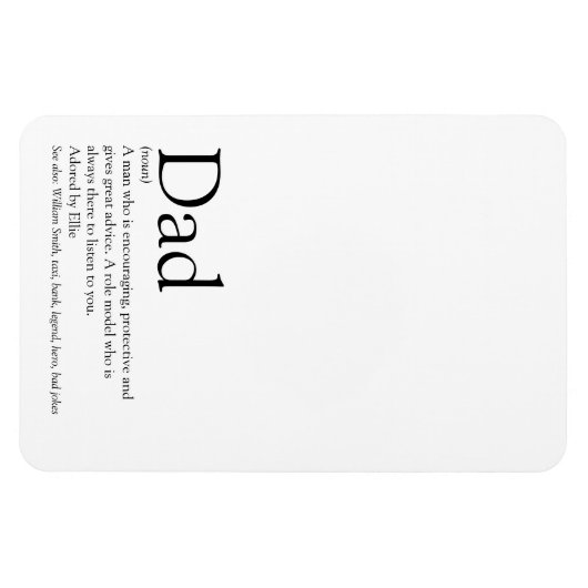 Papa, pappa, vaders, zwart en wit magneet (Horizontaal)