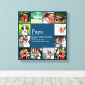 Papa, pappie, vader definitie 12 foto blauw canvas afdruk (Insitu (Houten vloer))