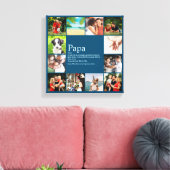 Papa, pappie, vader definitie 12 foto blauw canvas afdruk (Insitu (Woonkamer))