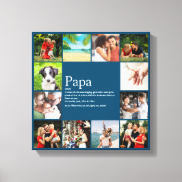 Papa, pappie, vader definitie 12 foto blauw canvas afdruk
