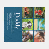 Papa, pappie, vader definitie 6 foto pret blauw fleece deken (Voorkant (Horizontaal))