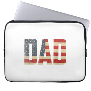 Papa Patriottische Amerikaanse Vlag Vaderdag Papa Laptop Sleeve