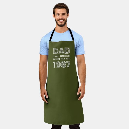 Papa Persoonlijk jaar Grill Master BBQ Army Green Schort (Gedragen)