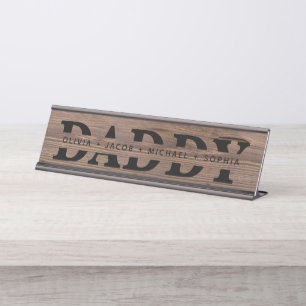 "Papa" Persoonlijke kinder namen Hout Zwart Bureau Naambordje