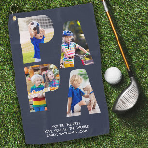 PAPA Photo Collage Letter Cutout Personated Golfhanddoek