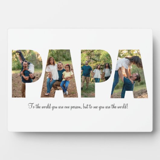 Papa Photo Collage Plaque voor Vaderdag Fotoplaat (voorkant)