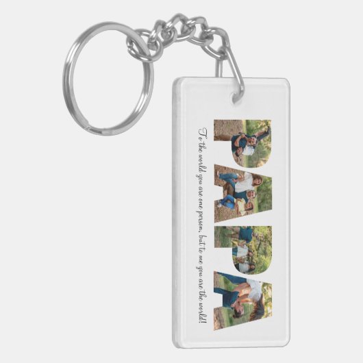 Papa Photo Collage Sleutelhanger voor Vaderdag (Voorkant Links)