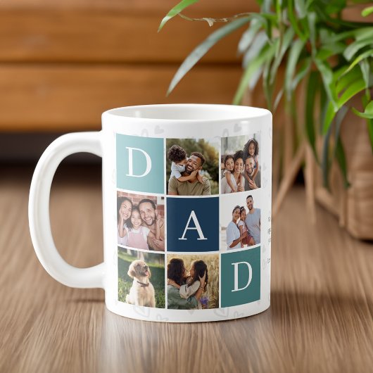 Papa Photo Square Gird Monogram & gepersonaliseerd Koffiemok