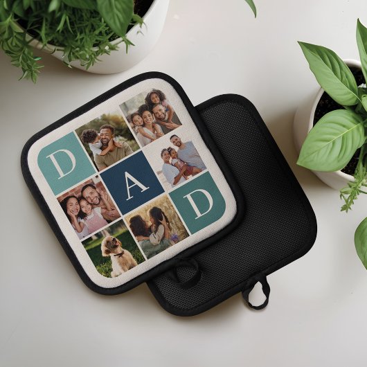 Papa Photo Square Gird Monogram & gepersonaliseerd Pannenlap