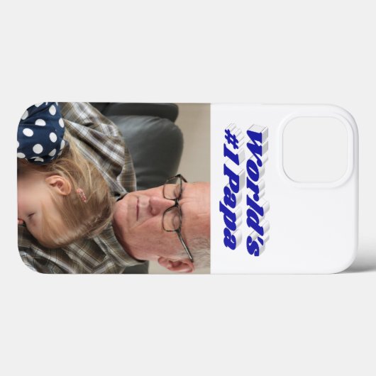 Papa photo with blue text  Case-Mate iPhone case (Achterkant (horizontaal))