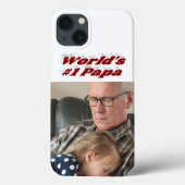 Papa photo with burgundy text Case-Mate iPhone case (Achterkant)