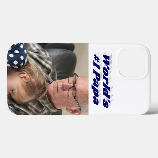 Papa photo with dark blue text  Case-Mate iPhone case (Achterkant (horizontaal))