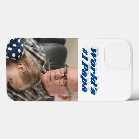 Papa photo with sea blue text  Case-Mate iPhone case (Achterkant (horizontaal))