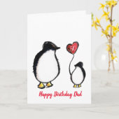 Papa pinguïn 50ste of elke leeftijd verjaardag kaart (Gele Bloem)