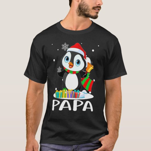 Papa Pinguïns Kerstmuts Kerst Matchende Familie T-shirt (Voorkant)