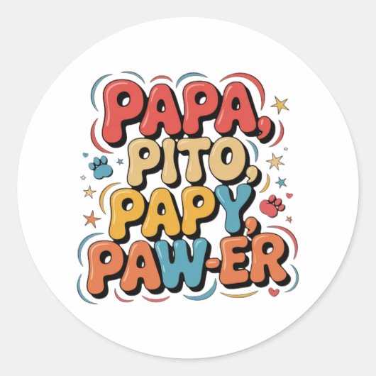 Papa Pito Pappy Pawer Ronde Sticker (Voorkant)