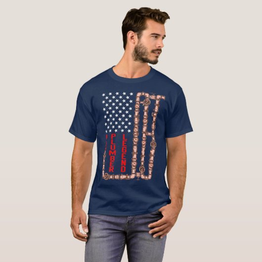 Papa Plumber Legend American Flag Fathers Day T-shirt (Voorkant volledig)