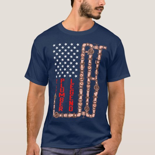 Papa Plumber Legend American Flag Fathers Day T-shirt (Voorkant)