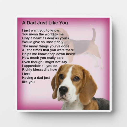 Papa Poem Plaque - Beagle Design Fotoplaat (Voorkant)
