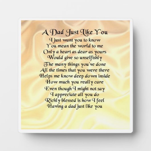 Papa Poem Plaque - Cream Silk Design Fotoplaat (Voorkant)