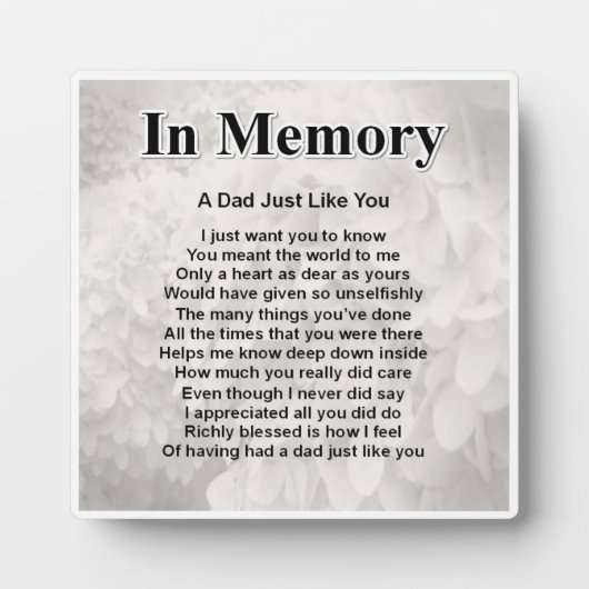 Papa Poem Plaque - In Memory Design Fotoplaat (Voorkant)