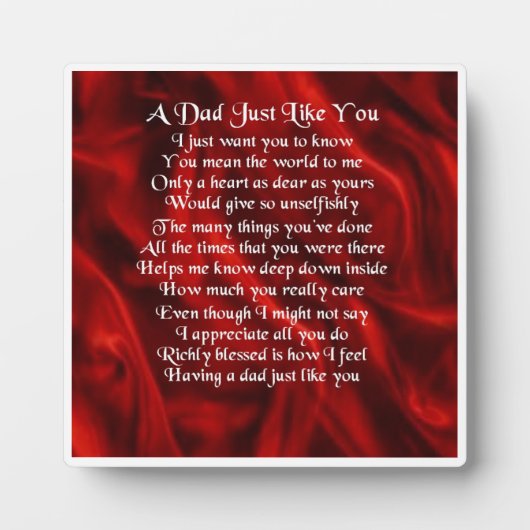 Papa Poem Plaque - Rood zijderijontwerp Fotoplaat (Voorkant)