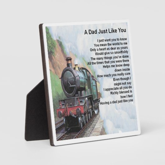 Papa Poem Plaque - Train Design Fotoplaat (Voorkant)