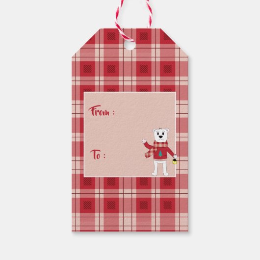 Papa Polar Beer Holding Lantaarn Geschenk Labels Cadeaulabel (Achterkant)