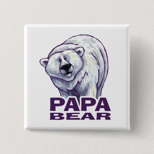 Papa Polar Beer Vierkante Button 5,1 Cm (Voorkant)