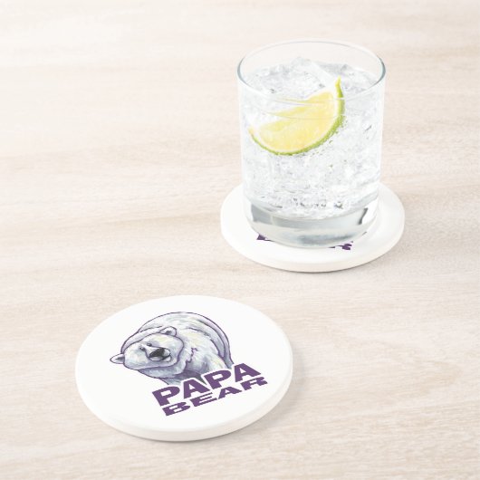 Papa Polar Beer Zandsteen Onderzetter (Zijkant)